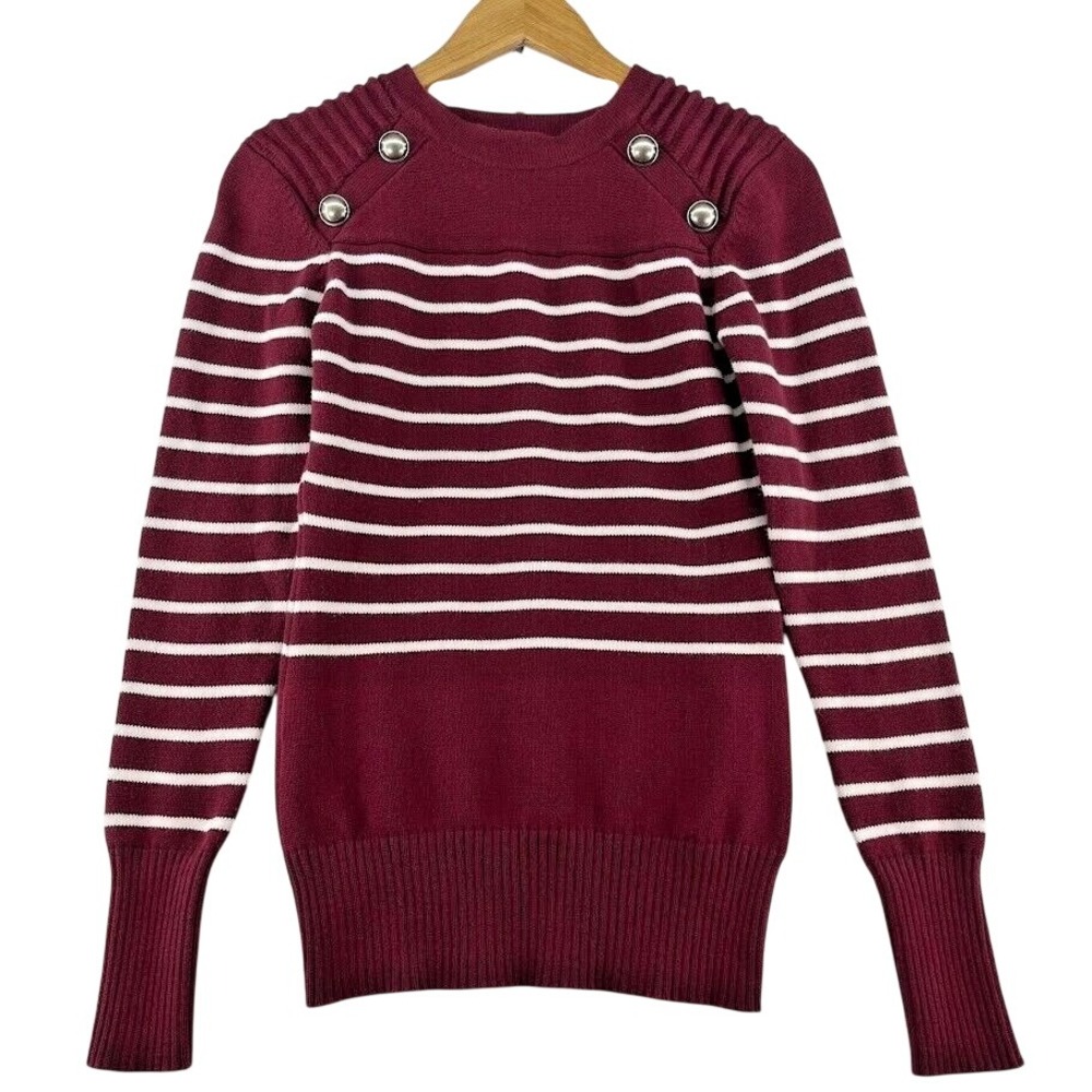 Patty Boutik Women's Pullover Knit Burgundy Maroon Stretch Sweater Size Large
